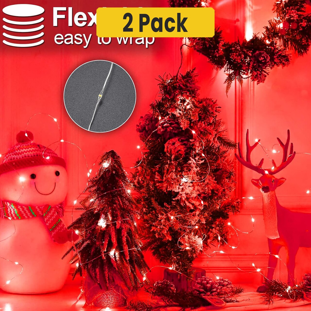 180 LED Silver Copper Starry Tree Lights — Flexible, Plug-in, 9ft